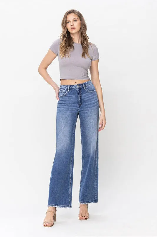 90'S Vintage High Waist Loose Flare Jean Pants