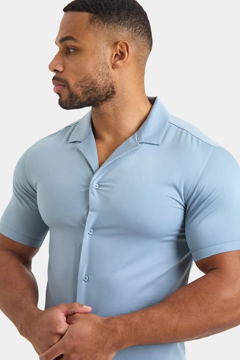 Bamboo Revere Collar Shirt in Duck Egg