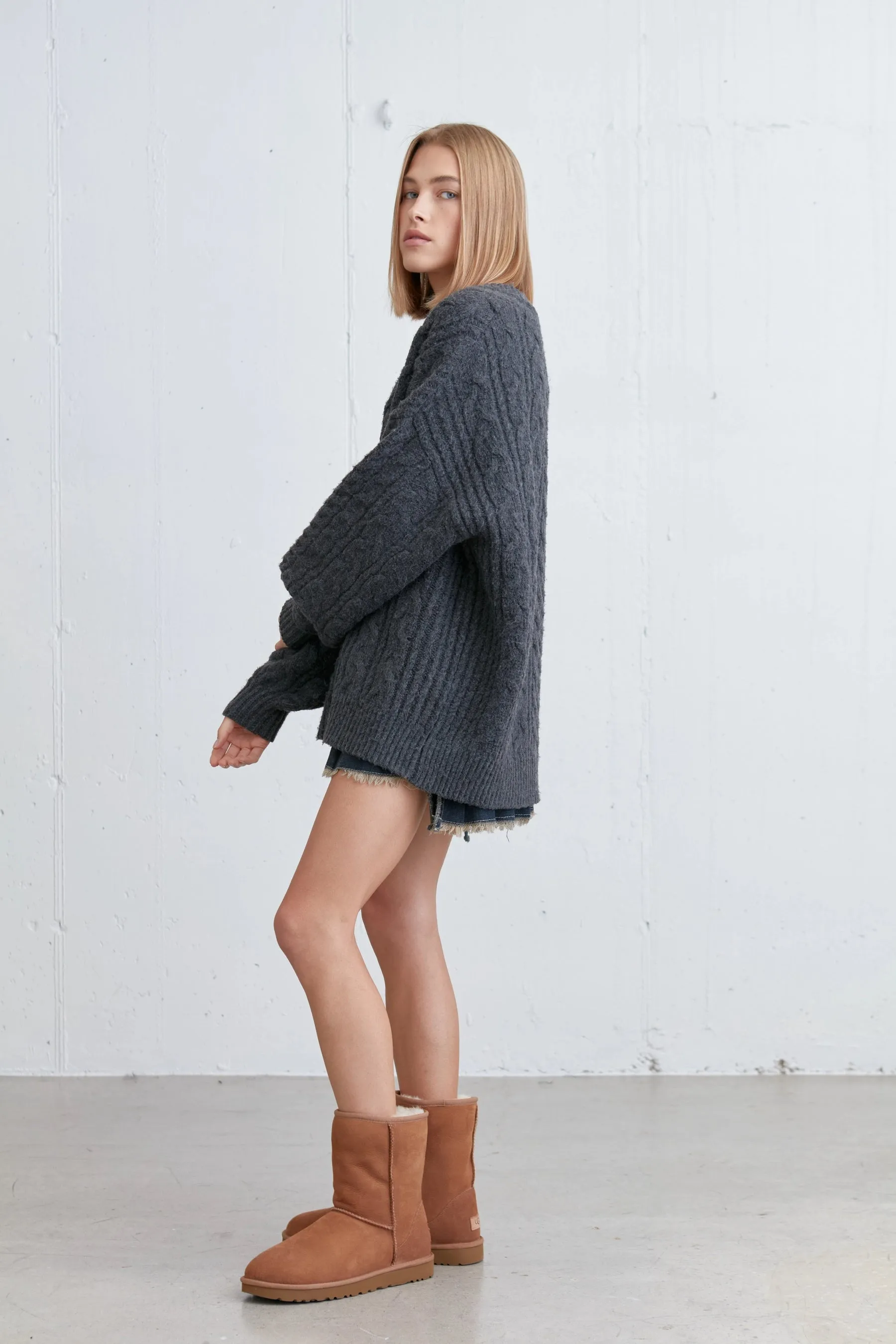 Cable Knit V-Neck Sweater