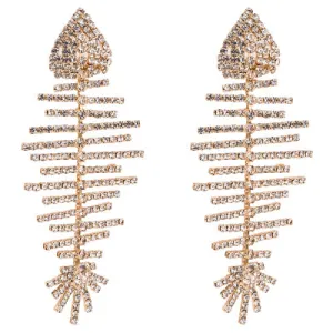 FISH BONE DROP EARRINGS