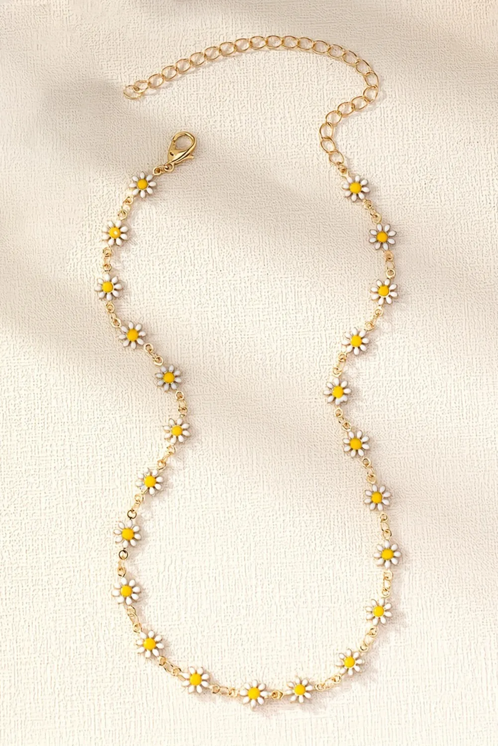Gold Daisy Adjustable Chain Choker Necklace