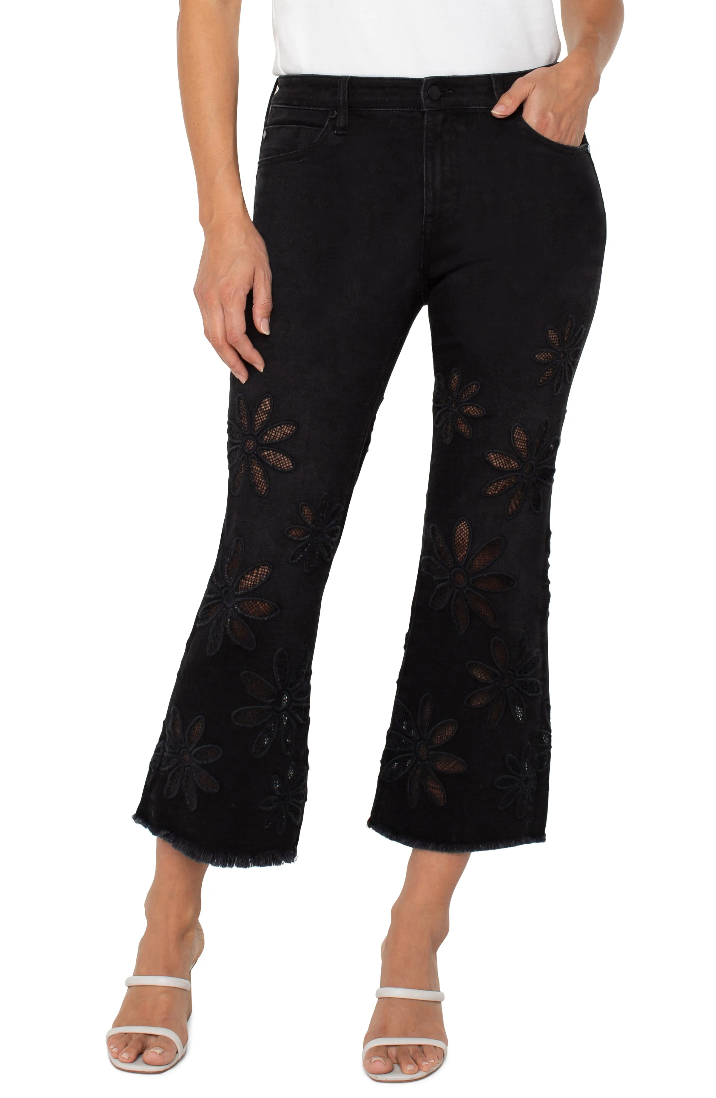 Hannah Crop Flare with Fray Hem