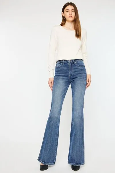 Kancan Cat's Whiskers High Waist Flare Med. Blue Jeans