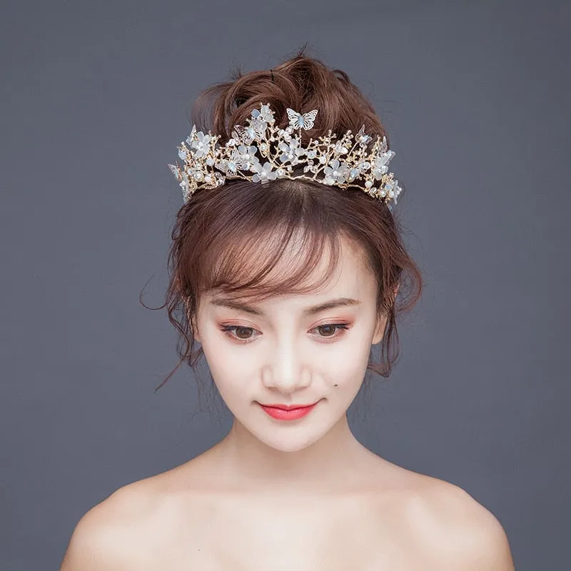 Luxury Bridal Jewelry Set Features Choker Necklace Earrings Tiara