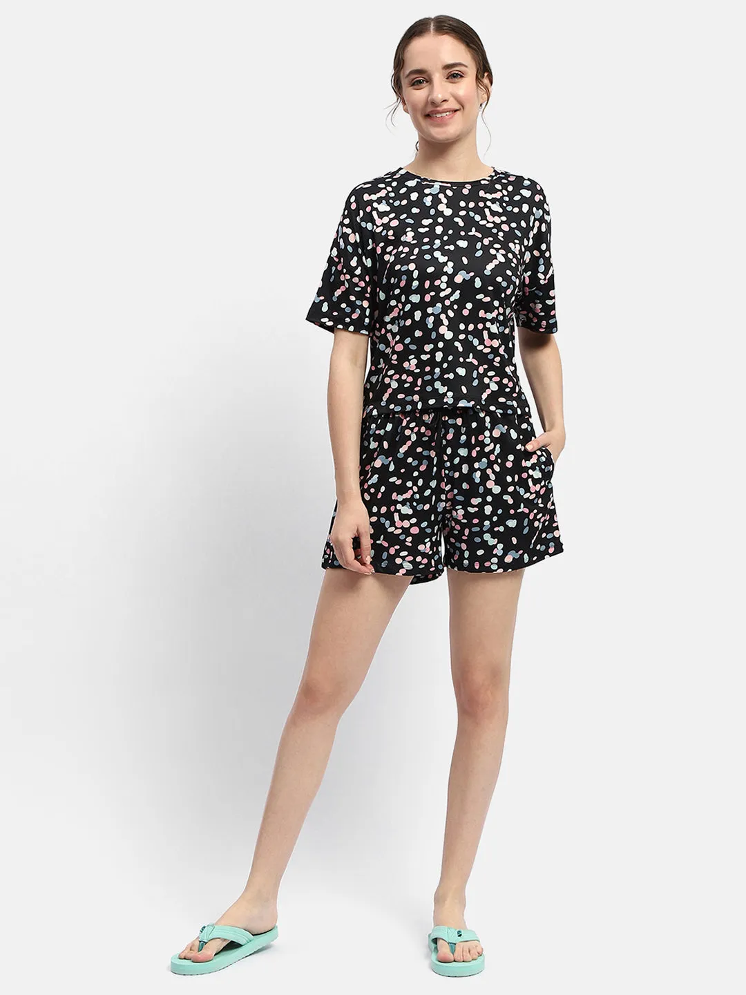 mSECRET Disney Print Black two Piece Nightsuit