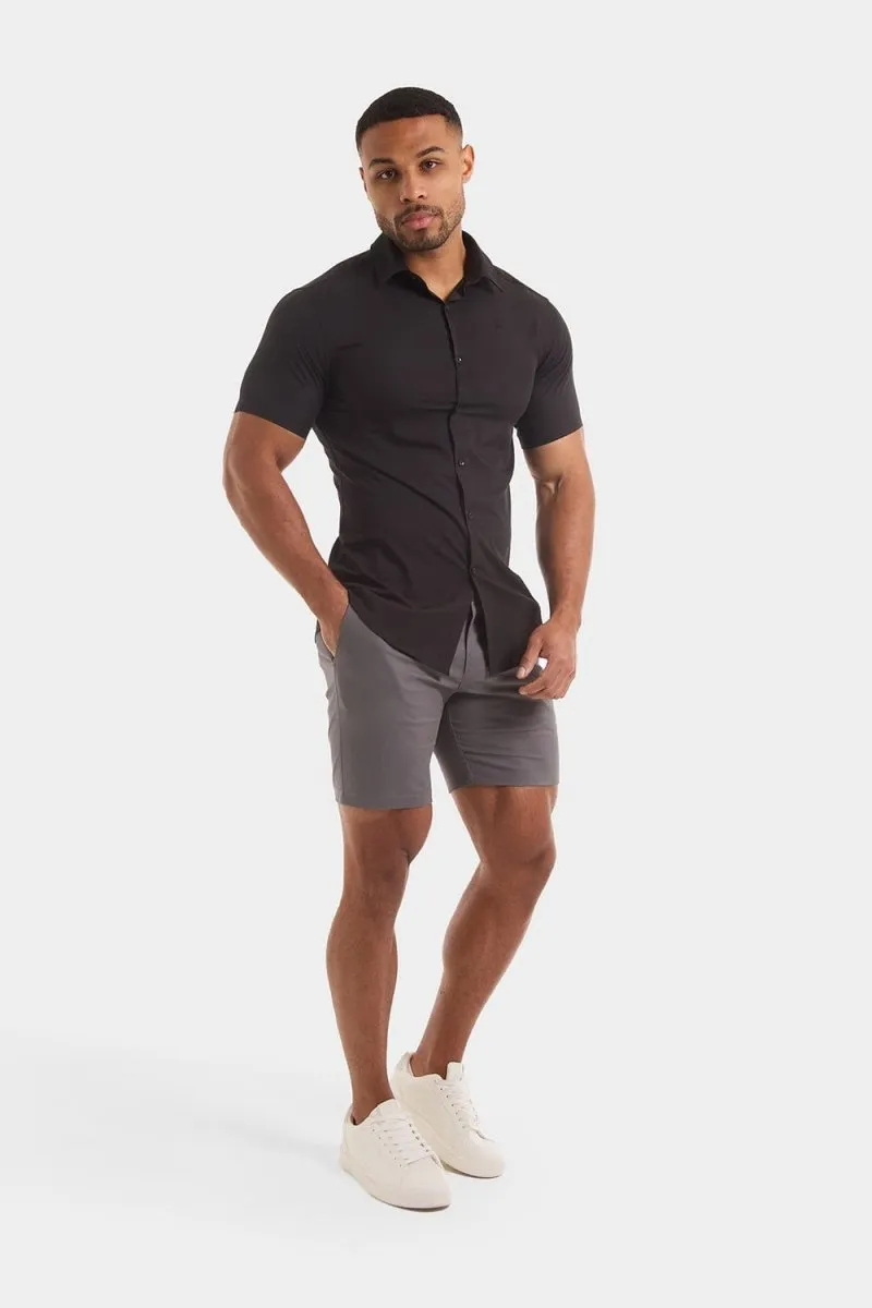 Muscle Fit Chino Shorts in Dark Grey