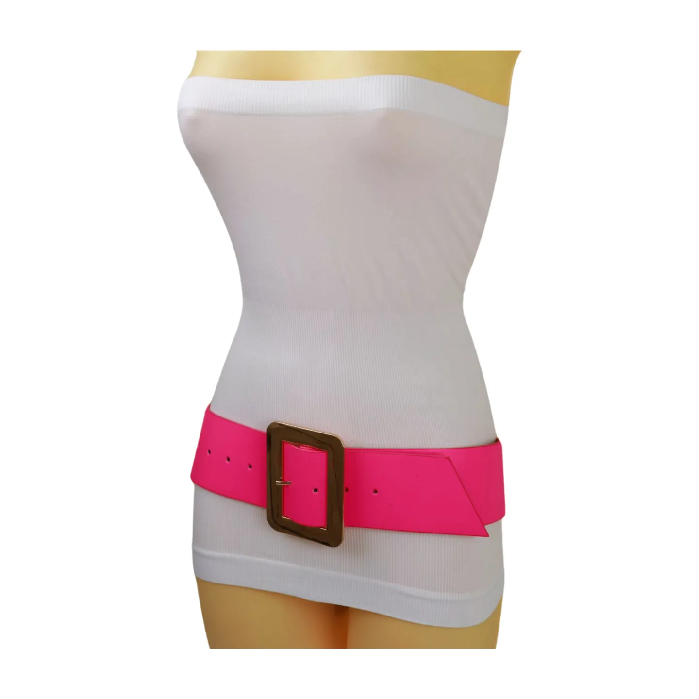Neon Pink Wide Belt Square Buckle S M