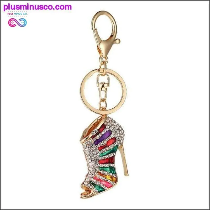 Novelty Crystal High Heel Shoe Keychain Alloy for Women 