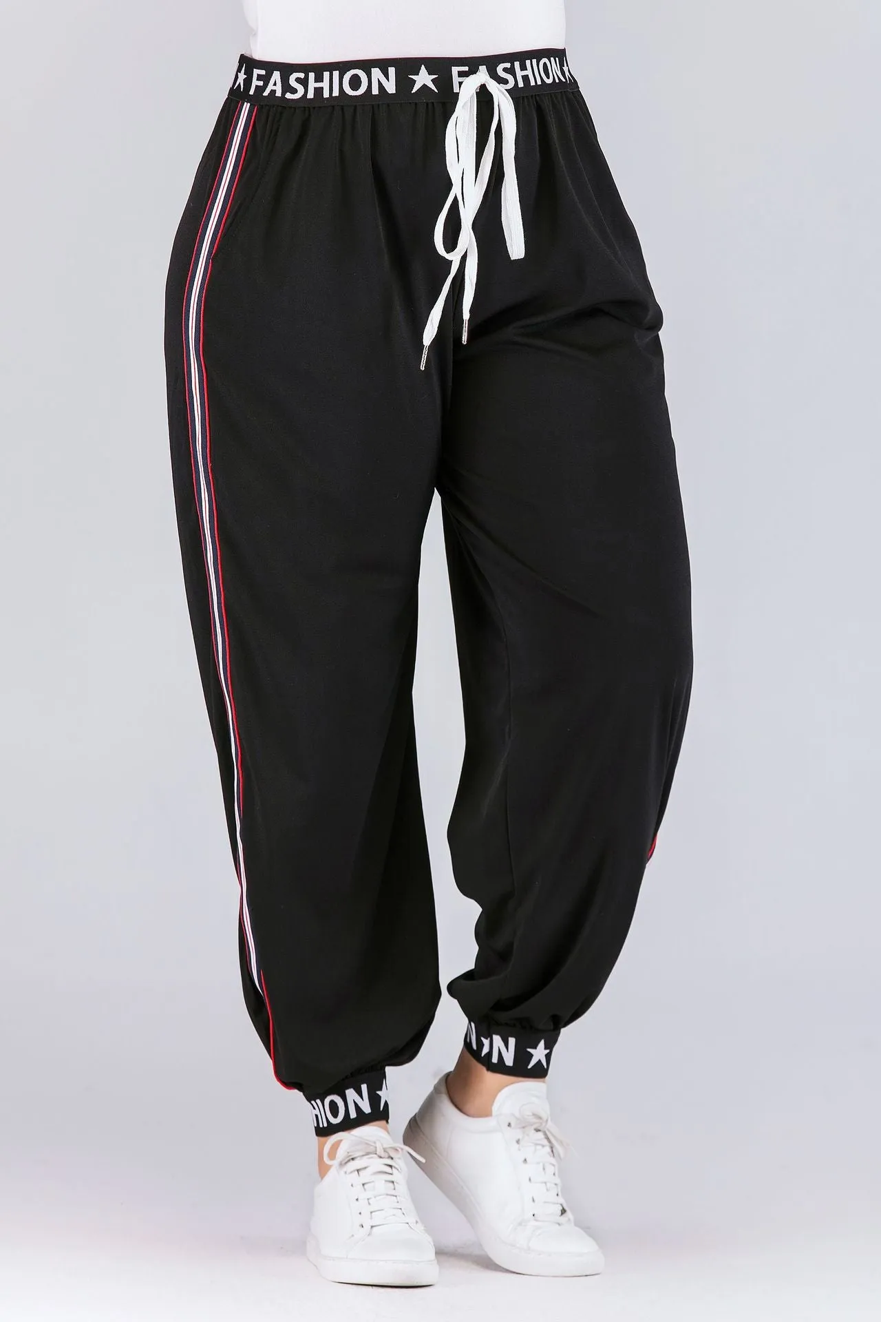 Plus Size Elastic Drawstring Women's Casual Pants