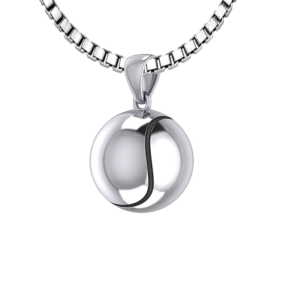Small 925 Sterling Silver 3D Tennis Ball Pendant Necklace, 13mm