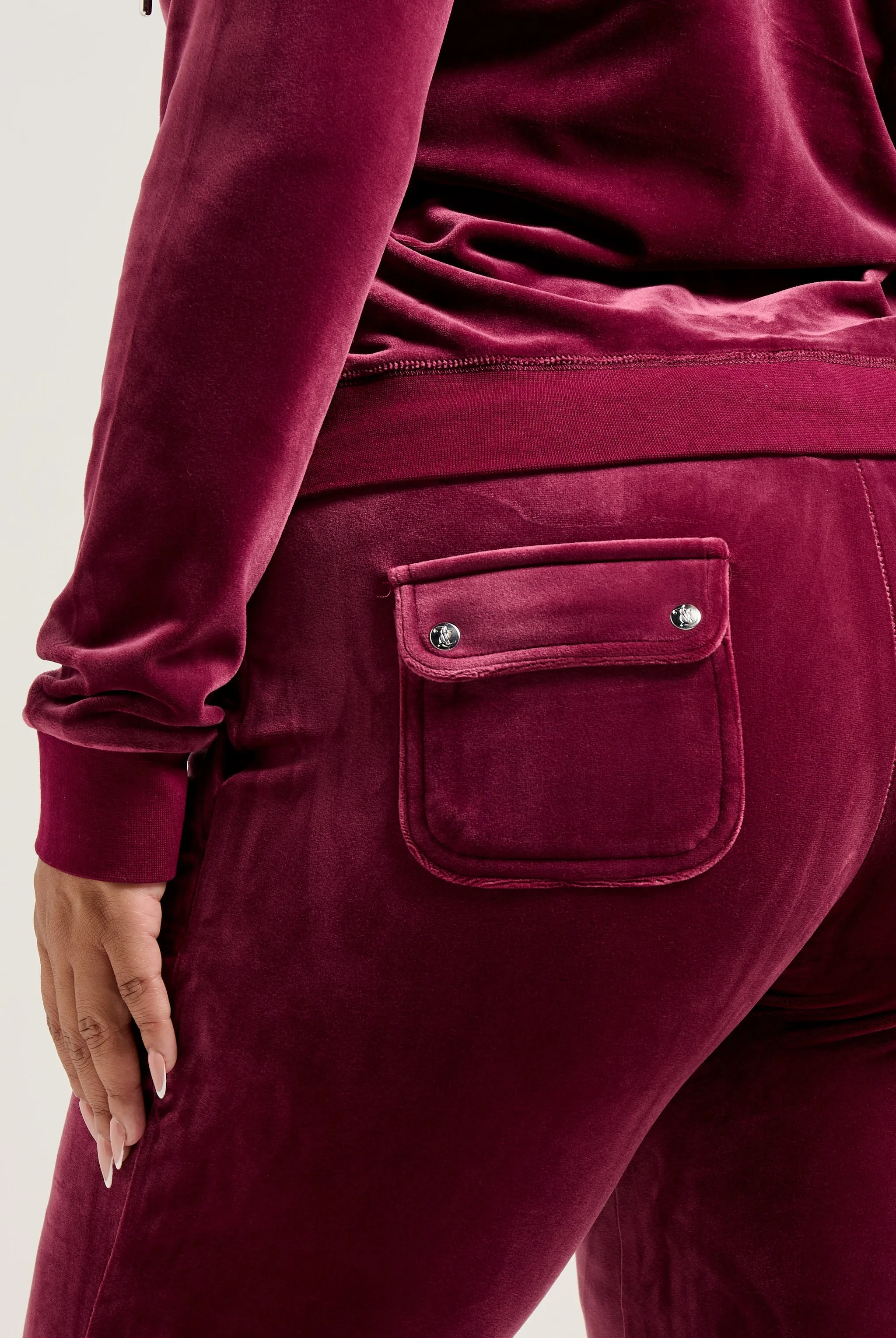TAWNY PORT LOW RISE VELOUR TRACK PANTS
