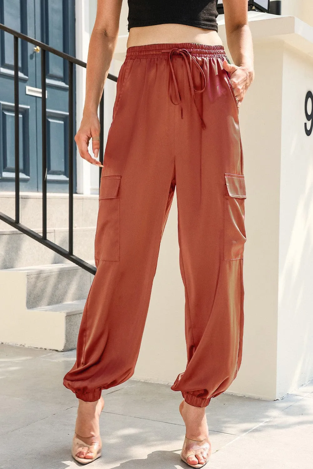 Urban Ease Tie-Waist Pocketed Pants