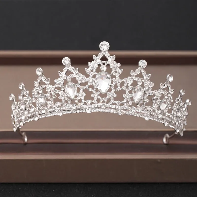Wedding Crown Hairpiece adorned with Gold and Crystal Accents
