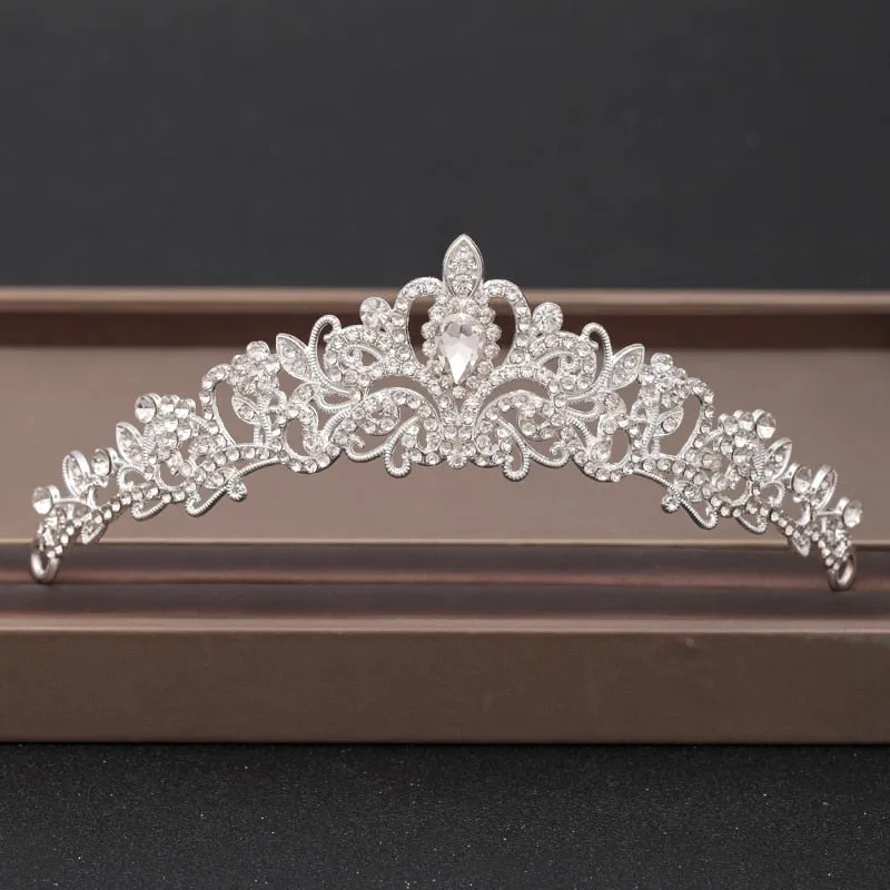 Wedding Crown Hairpiece adorned with Gold and Crystal Accents